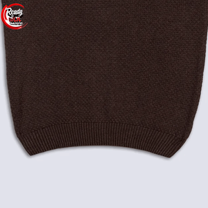 Pull à col en V marron pour hommes Logo personnalisé respirant 100% coton Pull dégradé Jacquard à manches longues - Product Image 4