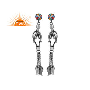 Pendientes largos de plata esterlina oxidada más vendidos, joyería personalizada para mujer, regalo para ella - Product Image 4