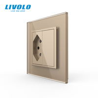 Prise standard suisse LIVOLO EU 10A 250V Type J à 3 broches rondes, module en verre premium pour le Liechtenstein et la Suisse