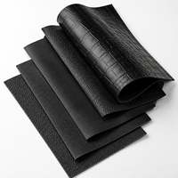 Tissu en similicuir noir gaufré effet crocodile de haute qualité pour chaussures, sacs à main, canapés et revêtements de sièges de voiture