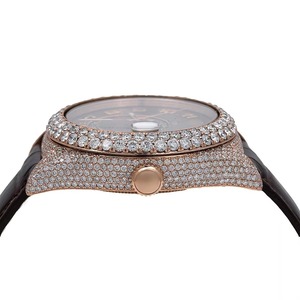 Cadran marron de luxe Auto Day Montre élégante et à la mode Moissanite Diamond 41mm Affichage analogique Charme antique Ceinture en cuir marron - Product Image 3