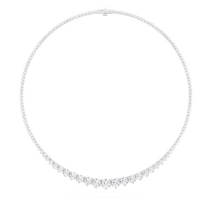 สร้อยคอเพชรโมอิสกลมเพชรสำหรับผู้หญิง21.00กะรัต E-F/VVS-VS 16.00นิ้วทำจากทองคำขาว - Product Image 1