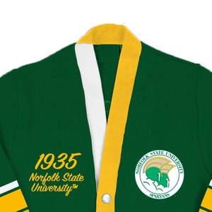 New Norfolk State University Tamaño personalizado Logo Cuello en V Manga larga Hermandades Colegio Fraternidad Cardigans Diseño de retazos - Product Image 2