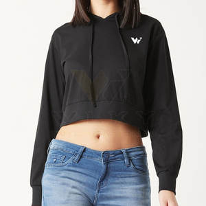 Pull à capuche court à manches longues pour femme, haut de haute qualité, vente en gros - Product Image 1