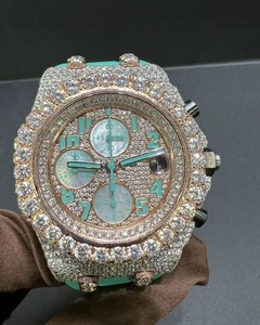 VVS redondo Moissanite diamante Aleación de cuarzo banda Unisex reloj de pulsera elegante Dial fiesta desgaste moda regalo reloj - Product Image 1