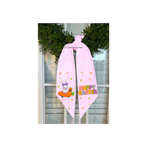 Guirlande de Pâques rose unie de haute qualité avec lapin, décoration colorée et joyeuse pour la fête, ornée de perles - Product Image 1