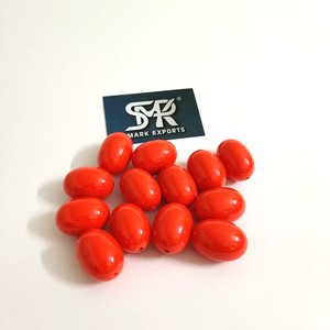 Perles ovales en résine orange de qualité supérieure, écologiques, légères, pour la création de bijoux DIY, bracelets, colliers et accessoires faits main - Product Image 1