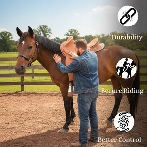 Sillín de cuero australiano de media raza artesanal premium en color natural Accesorios para caballos - Product Image 2