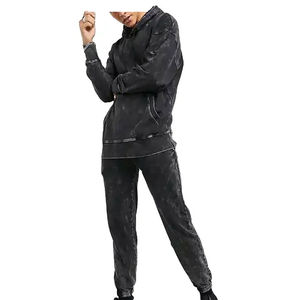 ชุดวอร์มแบบยูนิเซ็กซ์ เสื้อฮู้ดแขนยาว ชุดสเวตสูททรงโอเวอร์ไซส์ กางเกงจ็อกเกอร์ขายาวสำหรับผู้ชาย ผ้าโพลีเอสเตอร์/คอตตอน สีพื้น สำหรับฤดูใบไม้ผลิ - Product Image 6