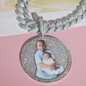 Collier avec pendentif personnalisé en argent 925 avec diamant Moissanite VVS, photo personnalisée, style glacé, tendance pour femmes, streetwear à bas prix - Product Image 4