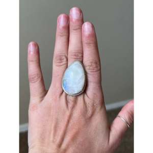 Reda Galvan Moonstone & Sterling Silver <b>Ring</b> Size 8-Trendy Adjustable Gift for Kids - Product Image 2