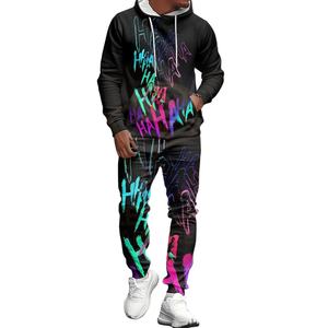 Sublimado diseño impreso transpirable secado rápido Streetwear Regular Fit cómodo entrenamiento elegante con capucha Casual Jogging traje hombres - Product Image 3