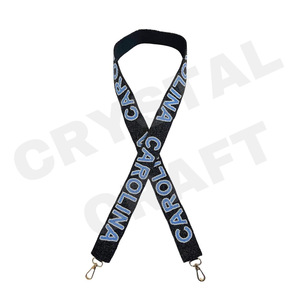 Notra Dame Customized White Gold Seed Bead Bag Straps 'Hook Em Horns' <b>Fashionable</b> <b>Accessory</b> Beaded Purse Strap - Product Image 5