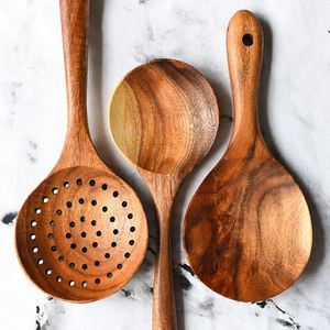 Vente en gros d'ustensiles en bois de teck naturel pour la maison et la cuisine pour outils de cuisson Cuillères en bois pour la cuisine Ensemble d'ustensiles en bois antiadhésifs - Product Image 3