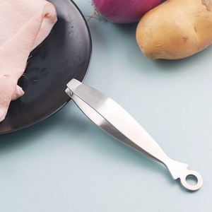 Pinzas para quitar huesos de pescado de acero inoxidable de alta calidad, pinzas con mango de plástico dorado, uso doméstico en la cocina, utensilios de fábrica, cucharas - Product Image 6