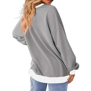Sweat-shirt en coton pour femme, coupe ample, épaules tombantes, pull respirant, vêtements décontractés avec impression de logo personnalisé et service OEM - Product Image 5
