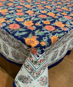 Handcrafted 100% Cotton Tablecloth Hand Block Printed Traditional Floral Artisan Design Elegant Floral Printed <b>Table</b> <b>Cover</b> - Product Image 1