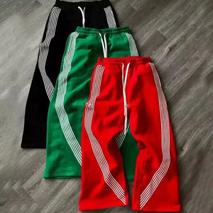 Joggers en toile délavée personnalisés, coupe droite, légers, taille haute élastique, style streetwear, sportswear décontracté, avec bandes latérales - Product Image 6