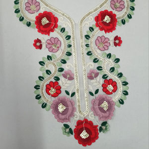 Cuello de cuello bordado con estilo en tela de red con trabajo de lentejuelas brillantes para blusa vestido Sari escote sastrería moda - Product Image 5