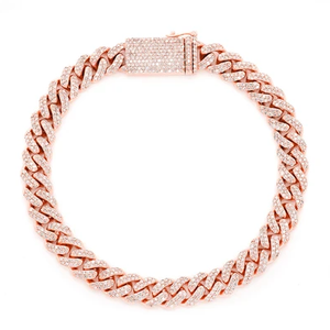 Fashion Jewelry Stock 925 Sterling Silver Moissanite Cuban <b>Bracelet</b> <b>Crystal</b> Round Hip Hop Adjustable Cuban Diamond <b>Bracelet</b> - Product Image 1