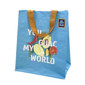 Bolsa de compras pesada con estampado personalizado, bolso de mano de tejido PP reutilizable grande, precio competitivo, con función impermeable para uso en supermercados - Product Image 5
