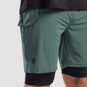 Pantalones Cortos Deportivos Aero 100% Poliéster Verdes, Tallas XS-XL, Cintura Media, Tejido Impermeable con Decoración de Tela de Rizo de Color y Patrón de Logotipos - Product Image 6