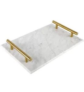 Metallic Trim Steel and Marble <b>Shelving</b> Luxury Decorative Brass Lid Edge Canisters Tray Luxury Marble Gold Edge Block - Product Image 6