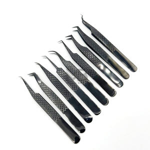 Pinces à épiler pour extensions de cils en plasma noir de qualité supérieure, poignée diamant, acier inoxydable japonais avec nom de marque personnalisé - Product Image 2