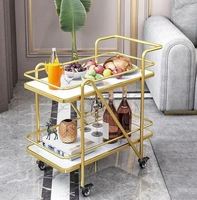 Chariot de service luxueux et élégant SS à 2 niveaux pour une utilisation au bureau à domicile au prix de gros de l'Inde Chariot SS fait à la main pour Hote