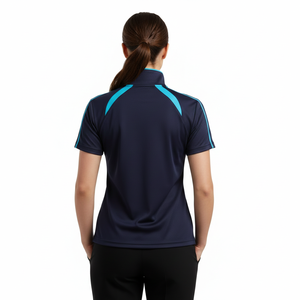 Chemise de golf pour femme à manches courtes, logo personnalisé, tissu tricoté respirant à séchage rapide, noir - Product Image 2