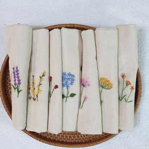 Serviettes en lin brodées pour utilisation aérienne Serviettes en tissu lavables réutilisables et douces Table à manger familiale Fête de mariage OEM disponible - Product Image 2