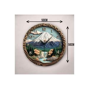 Reloj de pared de mesa de madera en relieve de 50cm con patrón de naturaleza colorido Regalo silencioso y perfecto para el hogar o la oficina - Product Image 3