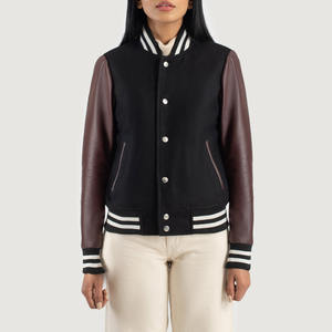 Veste de baseball Antique tendance pour femmes Couleurs vives Automne Hiver Design universitaire chaud avec tissu et décoration de boutons - Product Image 1