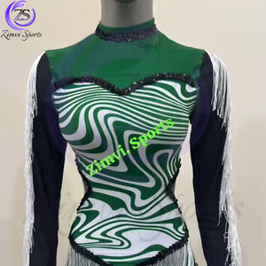 Justaucorps de majorette de qualité supérieure, élégant et confortable, avec logo personnalisé et manches longues, prix de gros par Zimvi Sports - Product Image 3