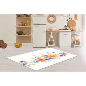 Tapis imprimé paysage urbain, silhouette de ville en aquarelle, paysage, décoration de bureau, moderne, tapis doux non tissé - Product Image 4