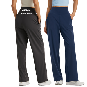 Pantalones de Yoga y Danza de Cintura Alta para Mujer, con Pierna Ancha, Tejido de Punto Transpirable, Teñido con Hilo, Estilo Casual Holgado para Primavera Verano - Product Image 3