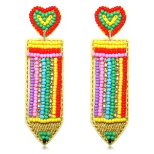 Pendientes colgantes hechos a mano de alta calidad con cuentas de semillas de Mardi Gras, estilo indio a la moda, colores personalizados, embalaje personalizado - Product Image 1