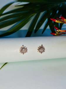 Boucles d'oreilles en or rose 14 carats HER00393 naturel H I diamant rond taille brillant SI3 I1 fournisseur en gros - Product Image 3