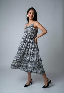 Vestido de algodón con estampado de bloque de mano indio, estampado de Ikat, sin mangas, ropa de playa de verano, vestido bohemio de viaje informal, suministro ODM - Product Image 4