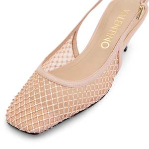 Sandalias Valentino Slingback con Tacón y Cristales Color Nude - Product Image 5