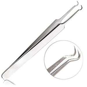Extracteur d'acné de points noirs, kit de pincettes de points noirs incurvés, outils professionnels d'élimination des imperfections d'acné de bouton en acier inoxydable - Product Image 1
