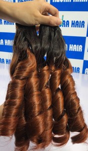 Extensions de cheveux humains en vrac AZURA HAIR du Vietnam, couleur brun-roux auburn, vierges, double trame, double tirage, 100g, pour tissage de cheveux - Product Image 5