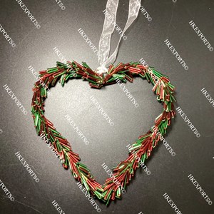 Ornement suspendu en métal en forme de cœur doré fait à la main avec ruban, décoration de Noël pour arbre, style luxueux - Product Image 4