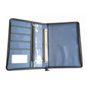 Carpeta de anillas A4 con cierre de cremallera de piel sintética con 3 anillos, bolsillo con cremallera, bolsillos para tarjetas, ventana para tarjetas de identificación - Product Image 2