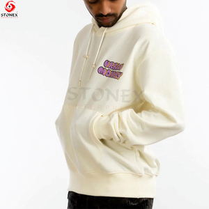 Sweat à capuche épais pour hommes de haute qualité, couleur unie, brodé et teint en plaine pour l'hiver, vente en gros - Product Image 2