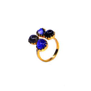 Vêtements de mariage Bijoux en argent sterling 925 plaqué or Labradorite Tanzanite Gemstone Women Wear Four Stone Ring - Product Image 3
