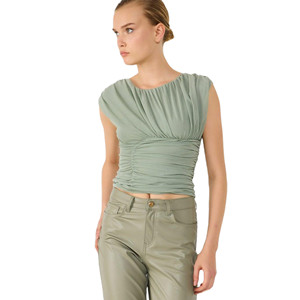 Blusa Casual sin Espalda con Detalle Fruncido 100% Algodón con Logotipo Frontal - Product Image 2