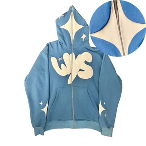 Diseñe su propia sudadera con cremallera completa para hombres Totalmente impresa con agujeros para los ojos Elegante ropa de calle de invierno con capucha para niños y niñas - Product Image 1