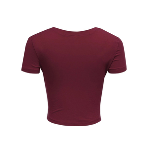 Nueva llegada al por mayor de las mujeres Slim-Fit Crop Top camisetas logotipo personalizado de impresión de color sólido de algodón O cuello Crop Top - Product Image 3