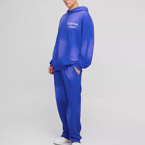 Ensemble de survêtement unisexe personnalisé pour hommes, pull à capuche et pantalon de survêtement amples et oversize, couleur unie, pour grossistes - Product Image 6